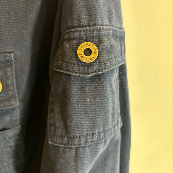 LAUREN NAVY SUPPLY Company Sz L Canvas Jacket 100% Cotton Snap Buttons Pockets - Picture 7 of 11